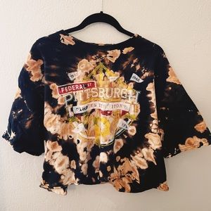 Bleach Dyed Pittsburgh Pirates Crop Top Tee